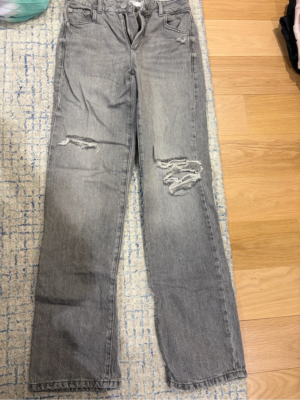 Garage Gray Distressed Straight Leg Jeans